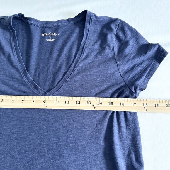 Lilly Pulitzer Navy V-Neck Tee Shirt Women’s Small S Short Sleeve Casual Top - Picture 9 of 9